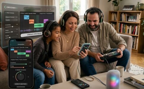 Une famille créant sa propre musique