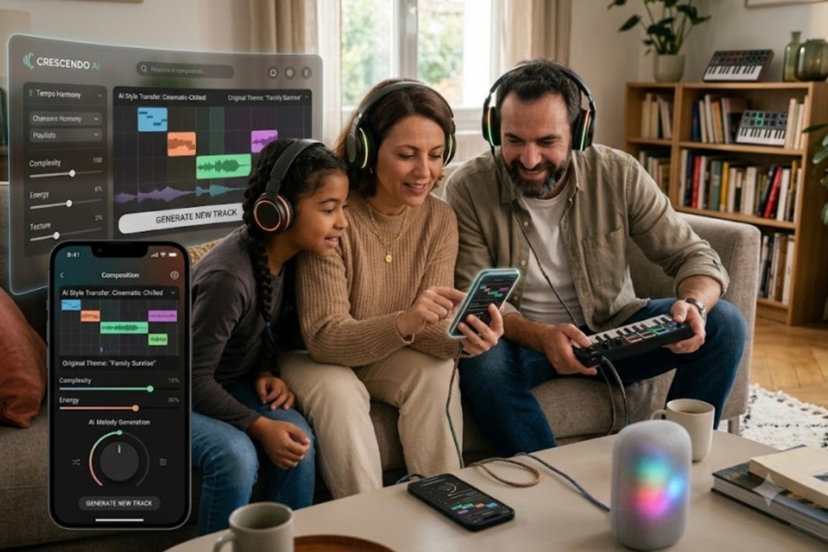 Une famille créant sa propre musique