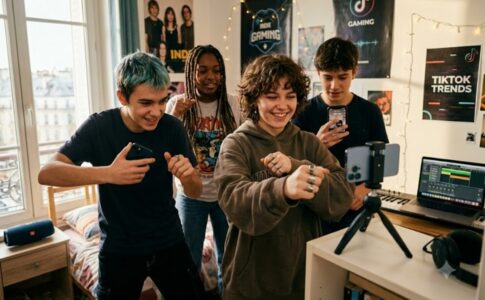 Des jeunes faisant un défi musical