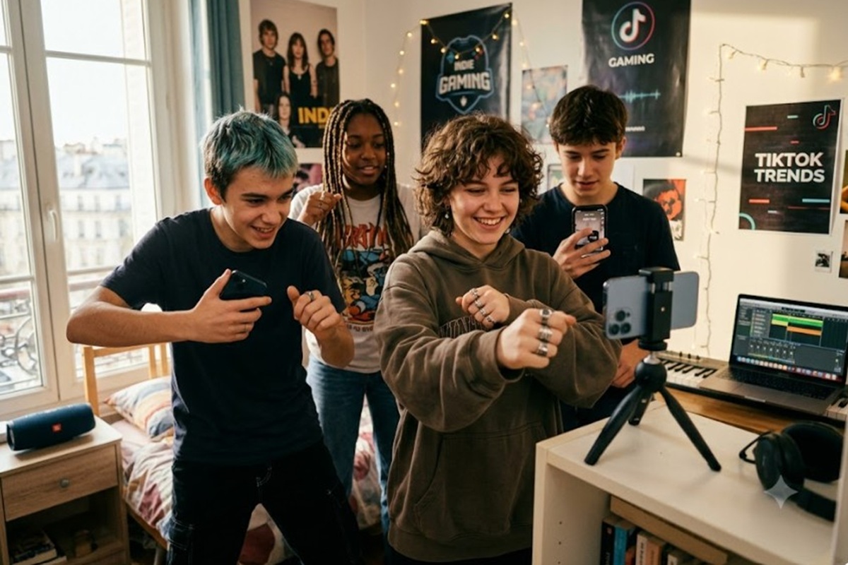 Des jeunes faisant un défi musical