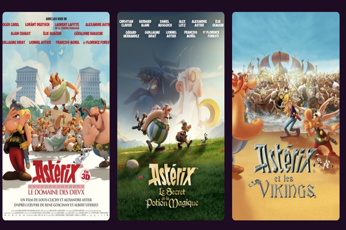 Des affiches de trois films Astérix et Obélix