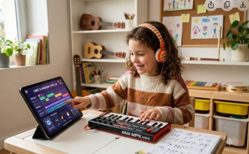 Un enfant créant de la musique avec l’IA