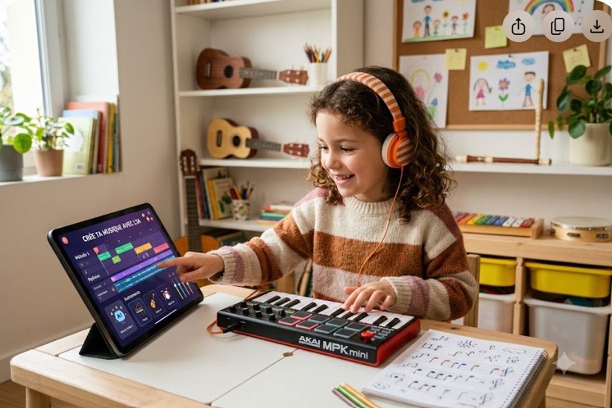 Un enfant créant de la musique avec l’IA