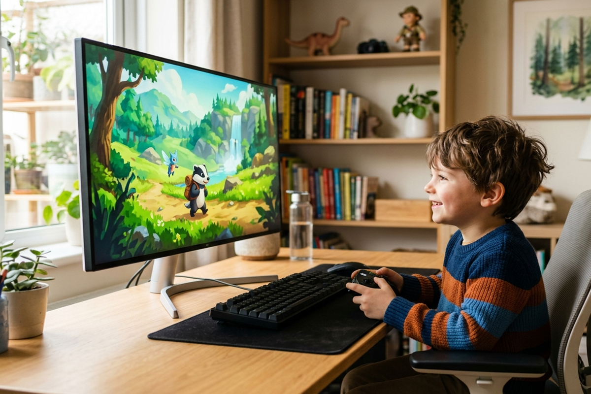 Un enfant qui joue sur un ordinateur