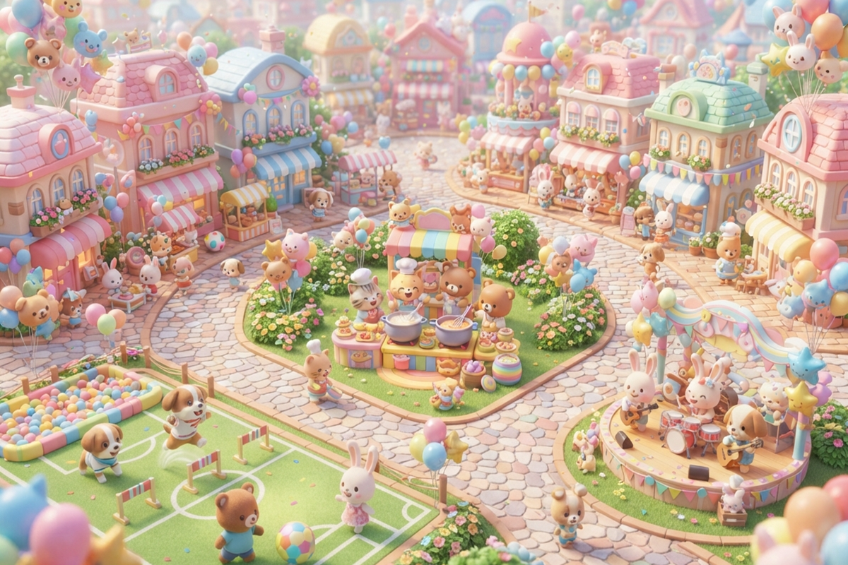 Gameplay d’un jeu similaire à Hello Kitty Party Land