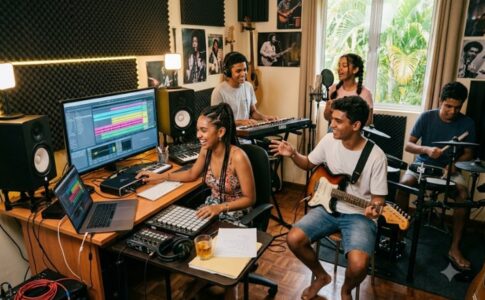 Des jeunes composant de la musique