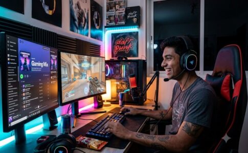 Un jeune jouant à des jeux vidéo