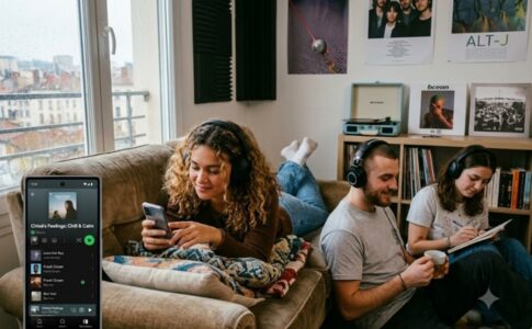 Des jeunes écoutant des playlists de musique
