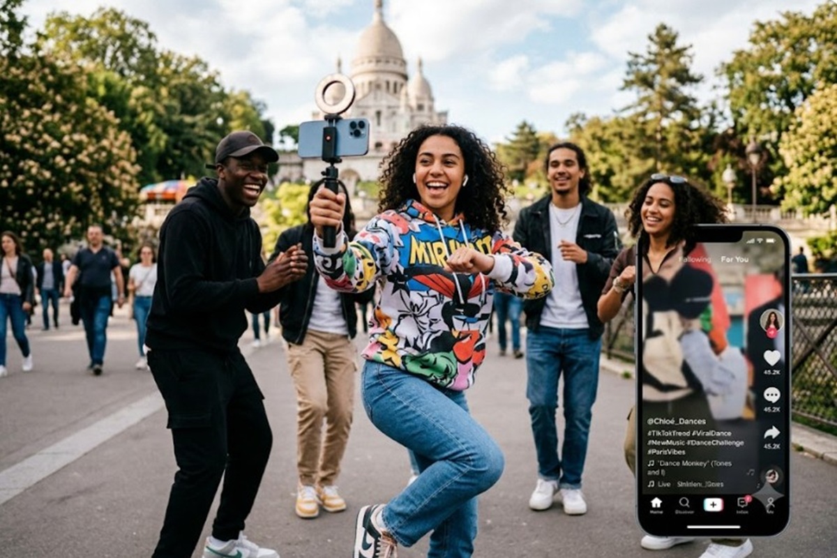 Des jeunes filmant une vidéo de danse TikTok