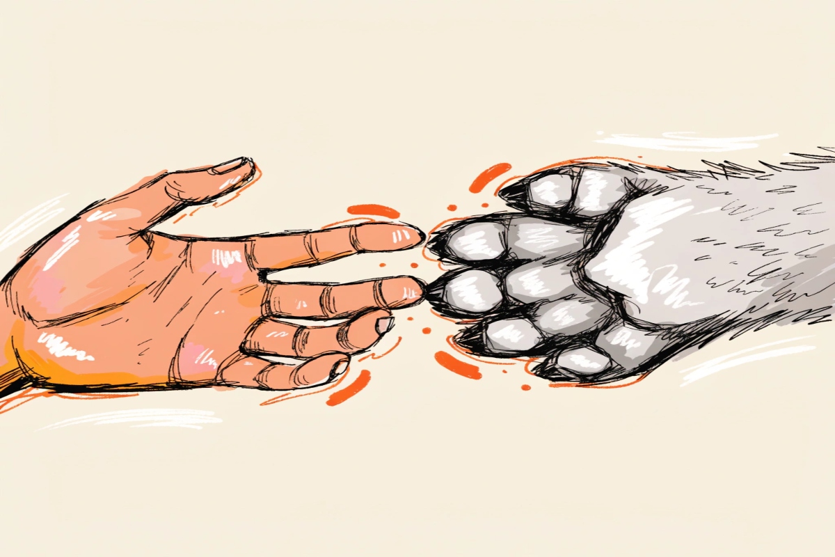 Une main et une patte - illustrant la Journée de l'amitié