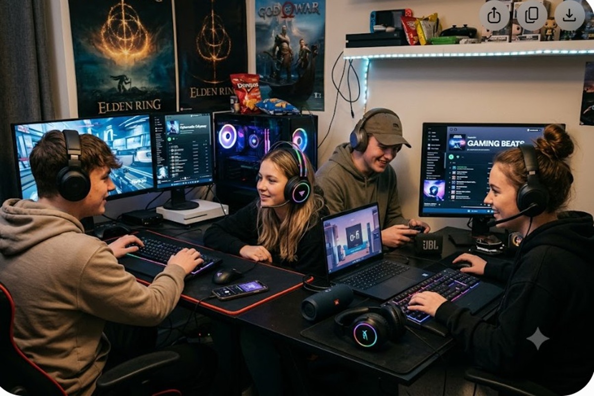 Plusieurs jeunes jouant à des jeux vidéo