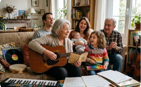 Une famille réunie autour de la musique