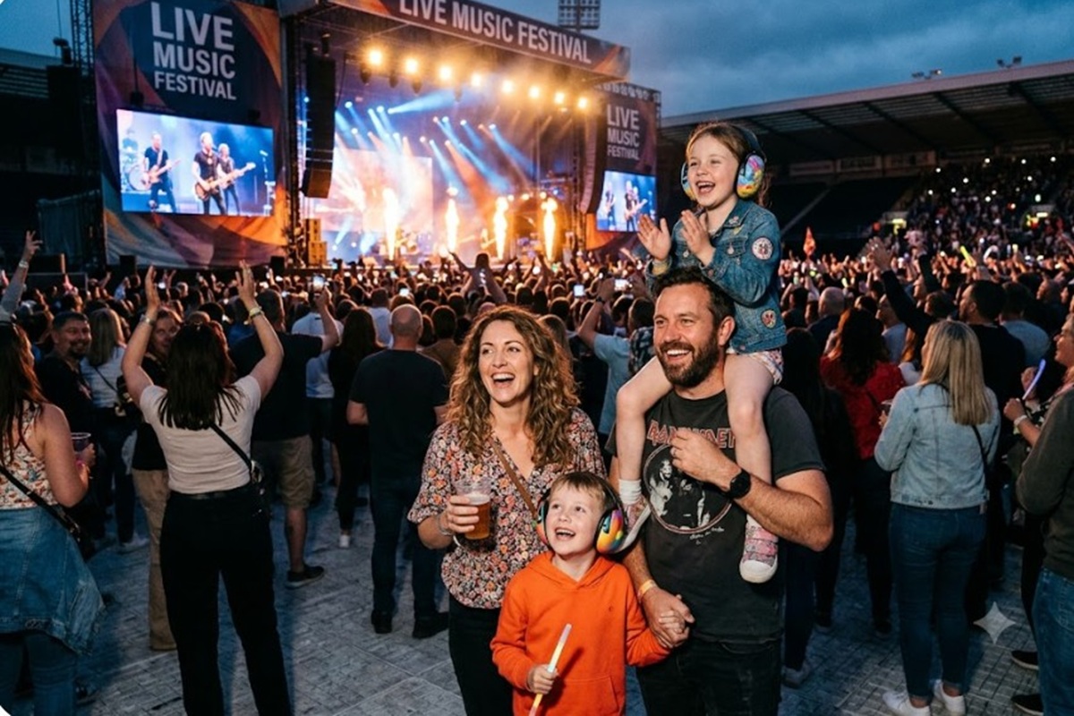 Des enfants et leurs parents à un concert