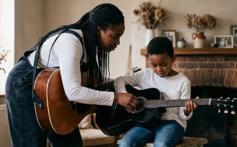 Deux personnes avec des guitares