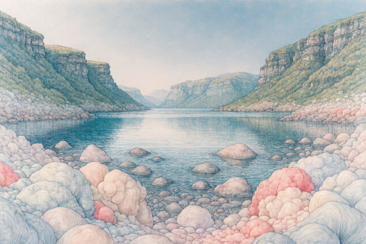 Plage rocheuse au bord d'un fjord norvégien