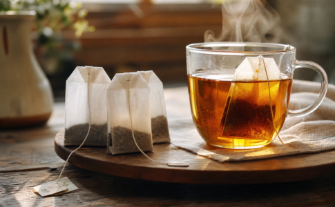 Plusieurs sachets de thé prêts à être infusés.