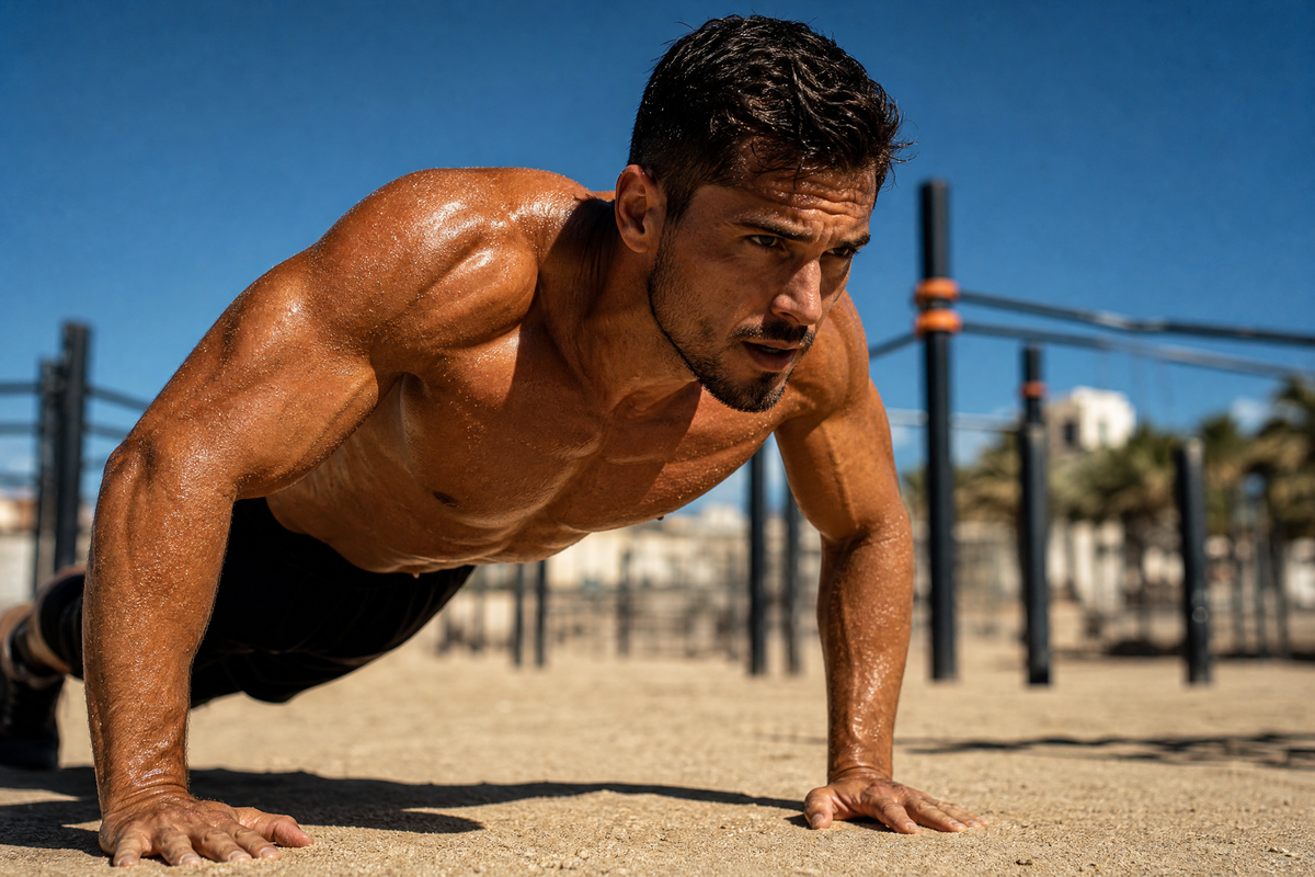 Une personne pratiquant une activité sportive en extérieur pendant une forte chaleur.