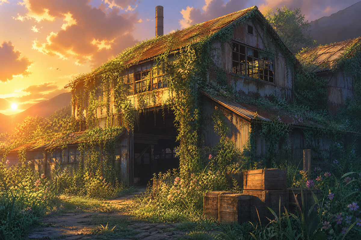 Ancienne usine de feux d'artifice japonaise abandonnée