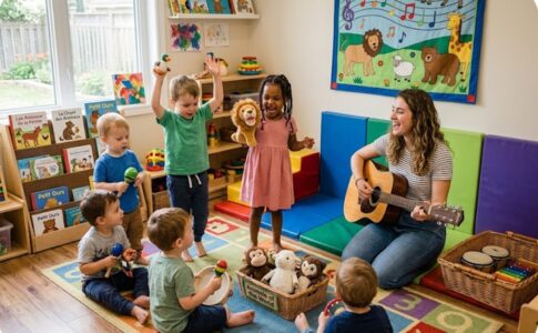 Des enfants chantant des chansons sur les animaux