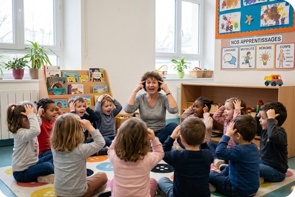 Des enfants s’amusant grâce aux chansons gestuelles