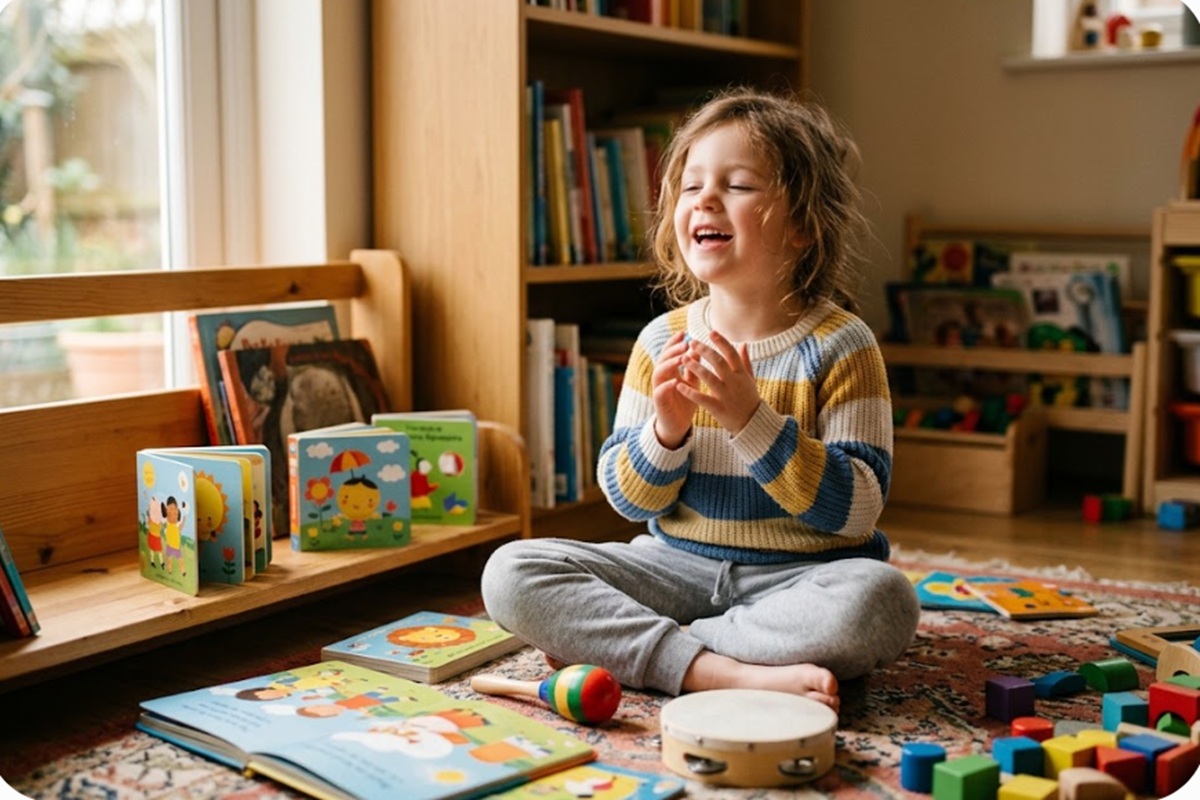 Une petite fille en train de chanter