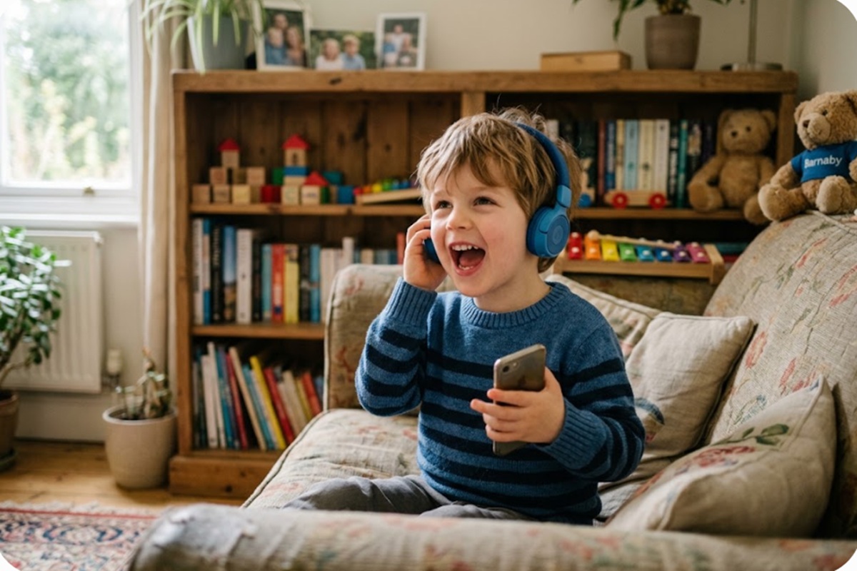 Un enfant écoutant de la musique avec un casque