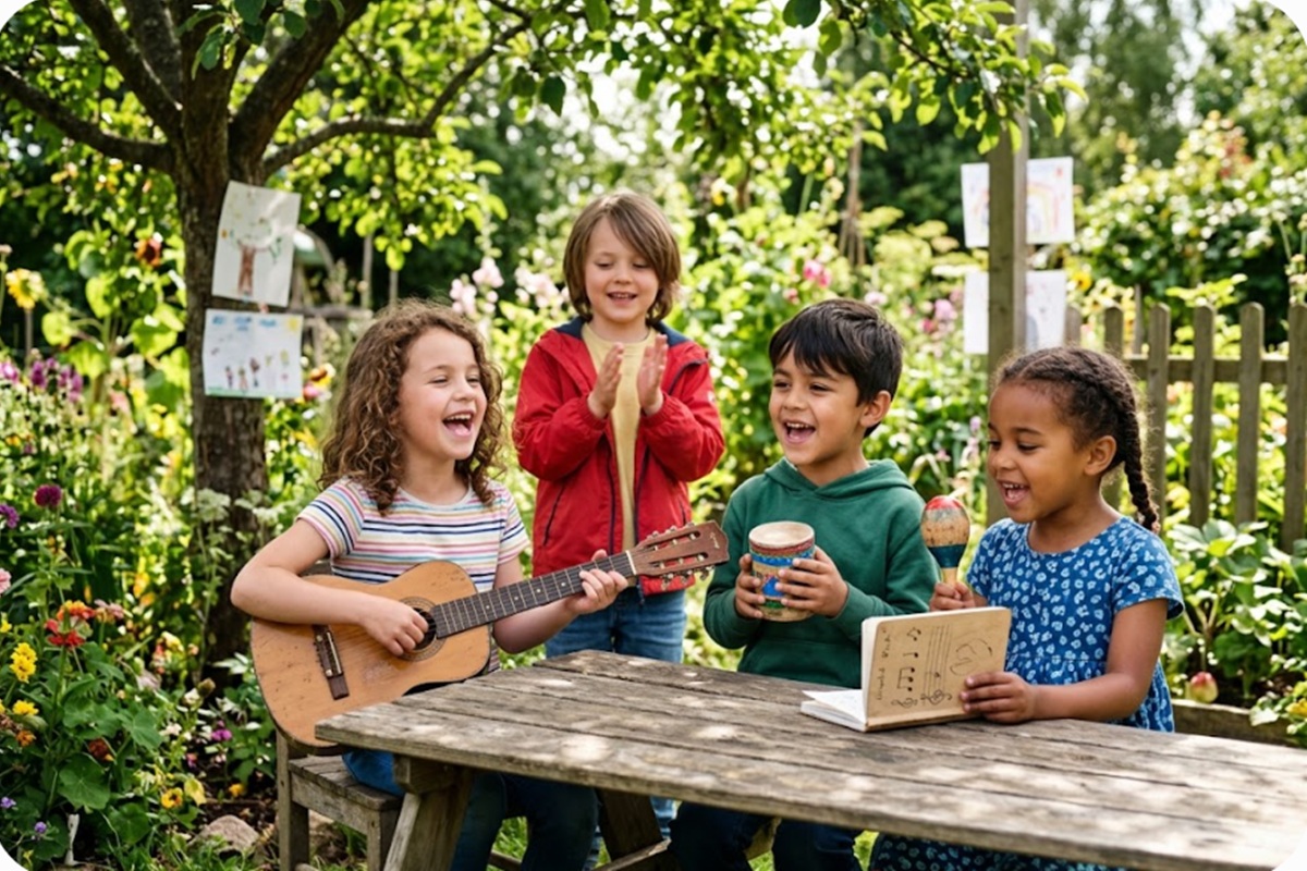 Des enfants jouant de la musique