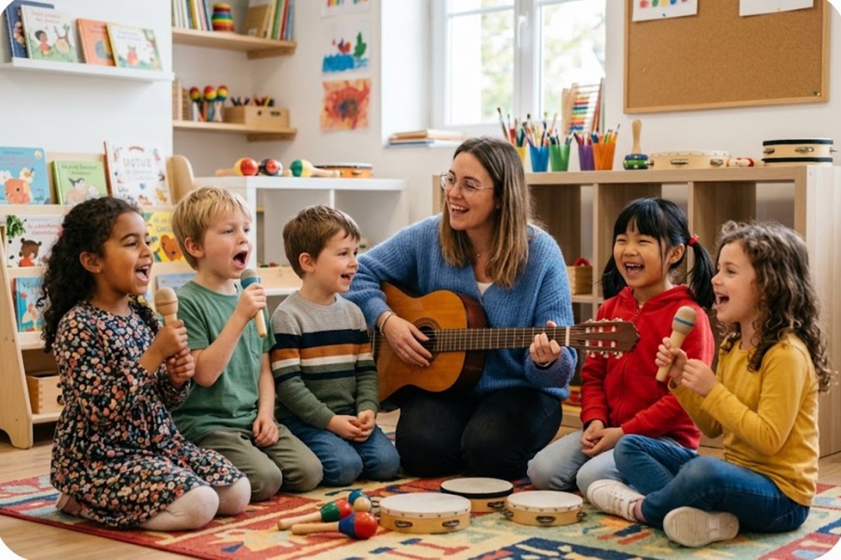 Des enfants en train de chanter