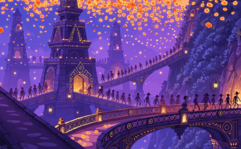 Pays des Morts coloré et lumineux inspiré de l'univers de Coco 2 Pixar