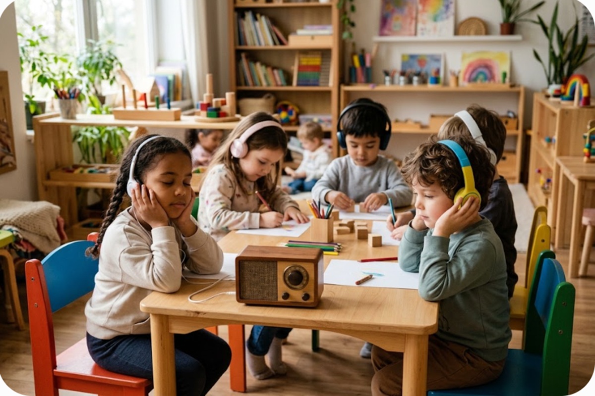 Des enfants en plein concentration grâce à la musique