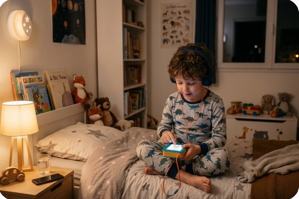 Un enfant utilisant une application de musique