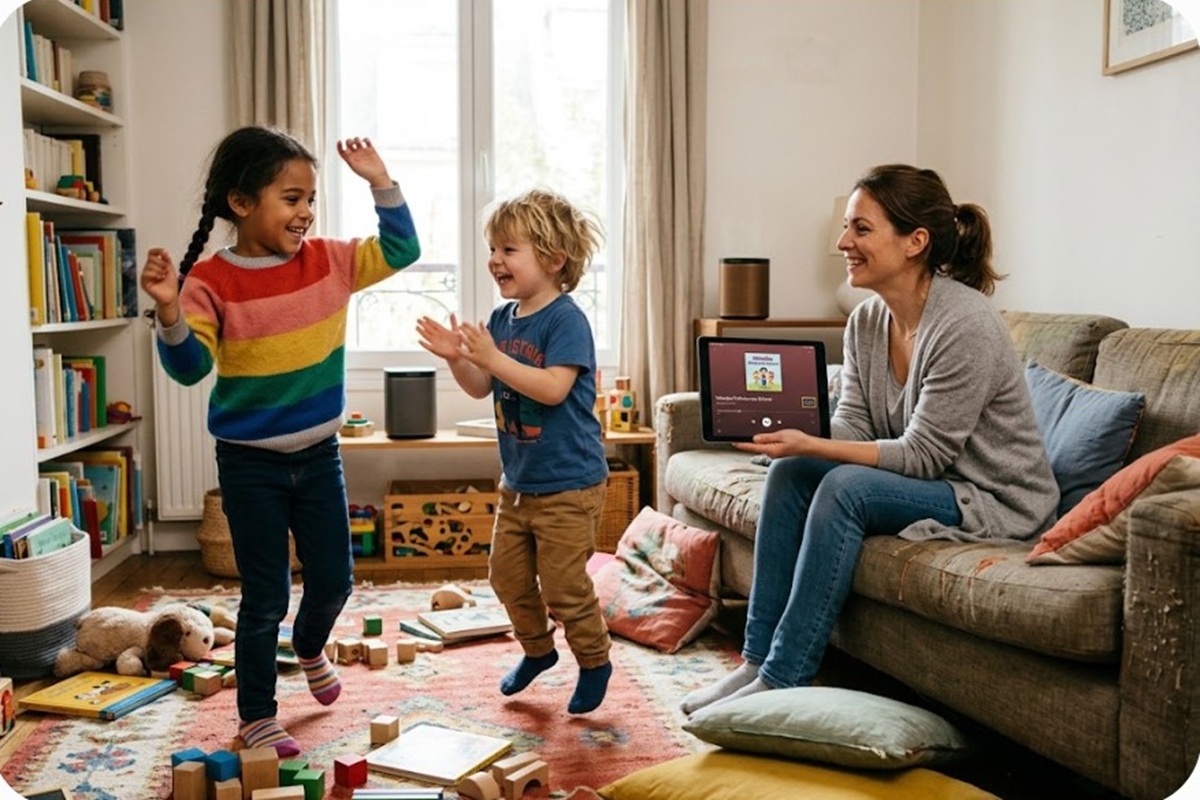 Des enfants s’amusant en musique