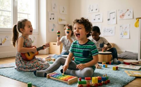 chant permet aux enfants d’explorer librement leur voix Des enfants en train de chanter