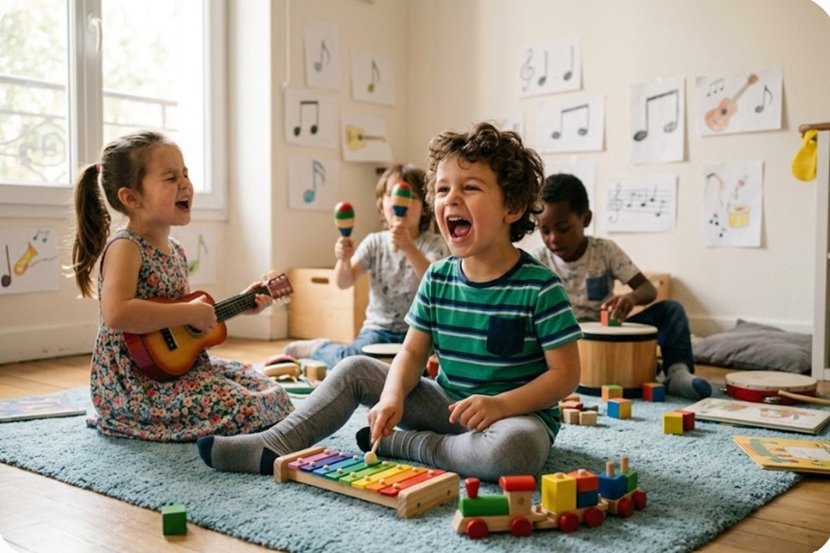 chant permet aux enfants d’explorer librement leur voixDes enfants en train de chanter
