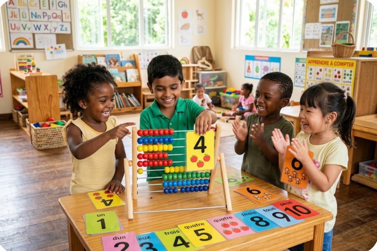 Des enfants en train de compter lors d'un exercice de pédagogie