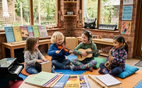 Des enfants explorant des genres de musique