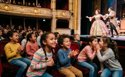 Des enfants lors d’un spectacle d’opéra