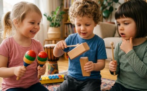 Des enfants avec des instruments de musique