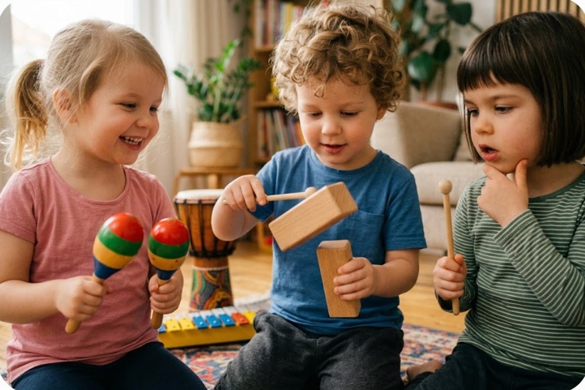Des enfants avec des instruments de musique