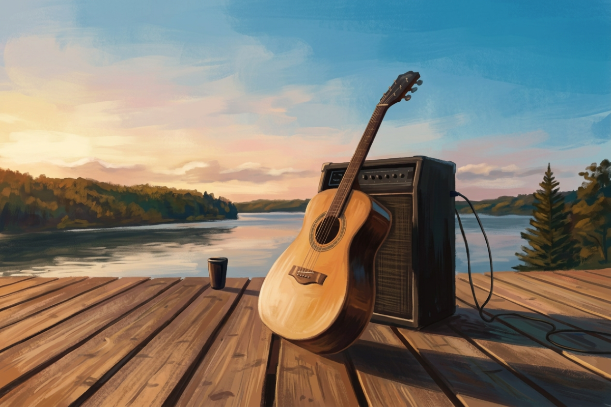 Une scène musicale de camp d'été  