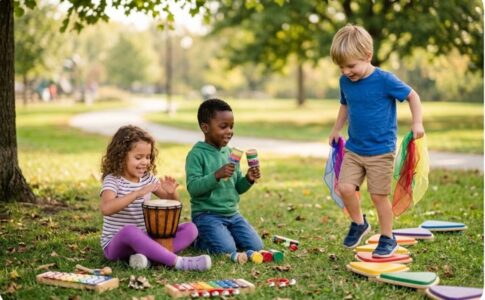 Des enfants jouant à des jeux de rythme