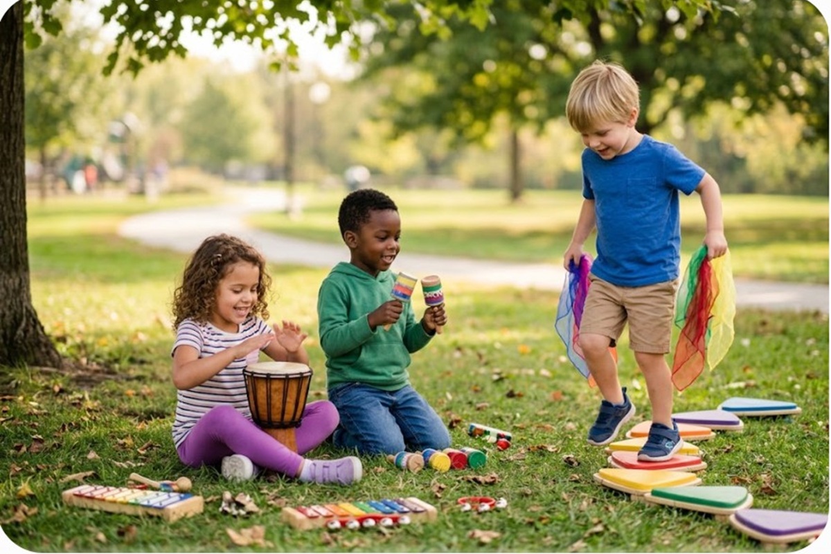 Des enfants jouant à des jeux de rythme