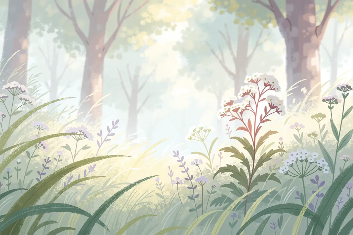 paysage de nature poétique comme dans le film d'animation Le Cygne et l'enfant