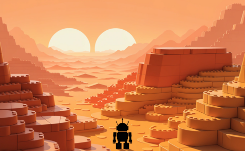 Paysage désertique, évoqauant l’univers de LEGO Star Wars The Mandalorian