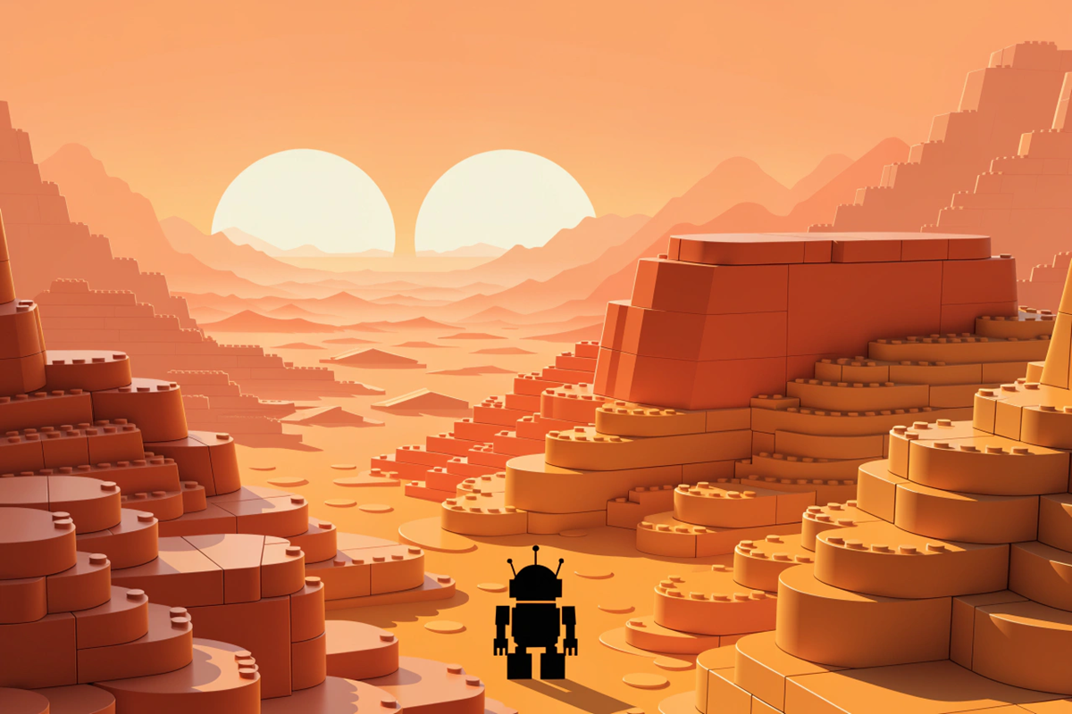 Paysage désertique, évoqauant l’univers de LEGO Star Wars The Mandalorian 