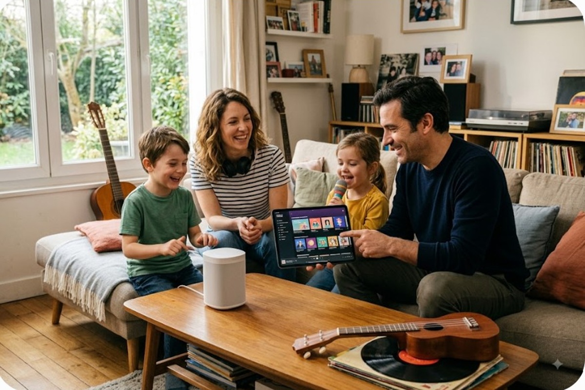 Des parents et des enfants s’amusant grâce à la musique