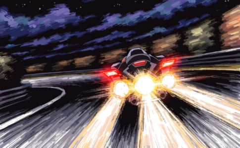 moto de course comme dans le film d'animation japonais style Détective Conan