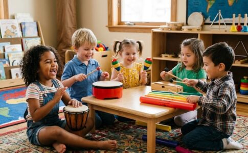 Des enfants avec des instruments de musique