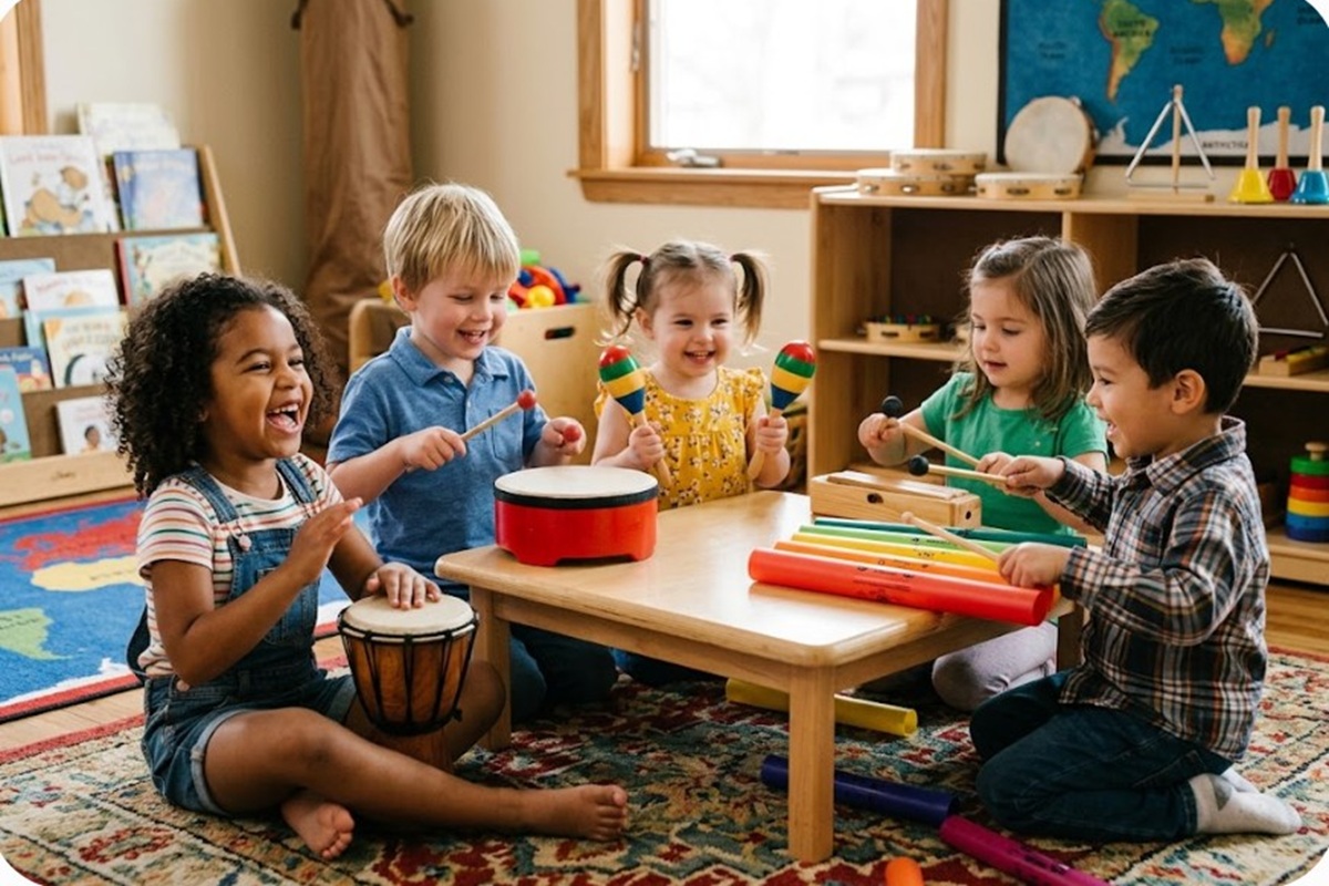 Des enfants avec des instruments de musique