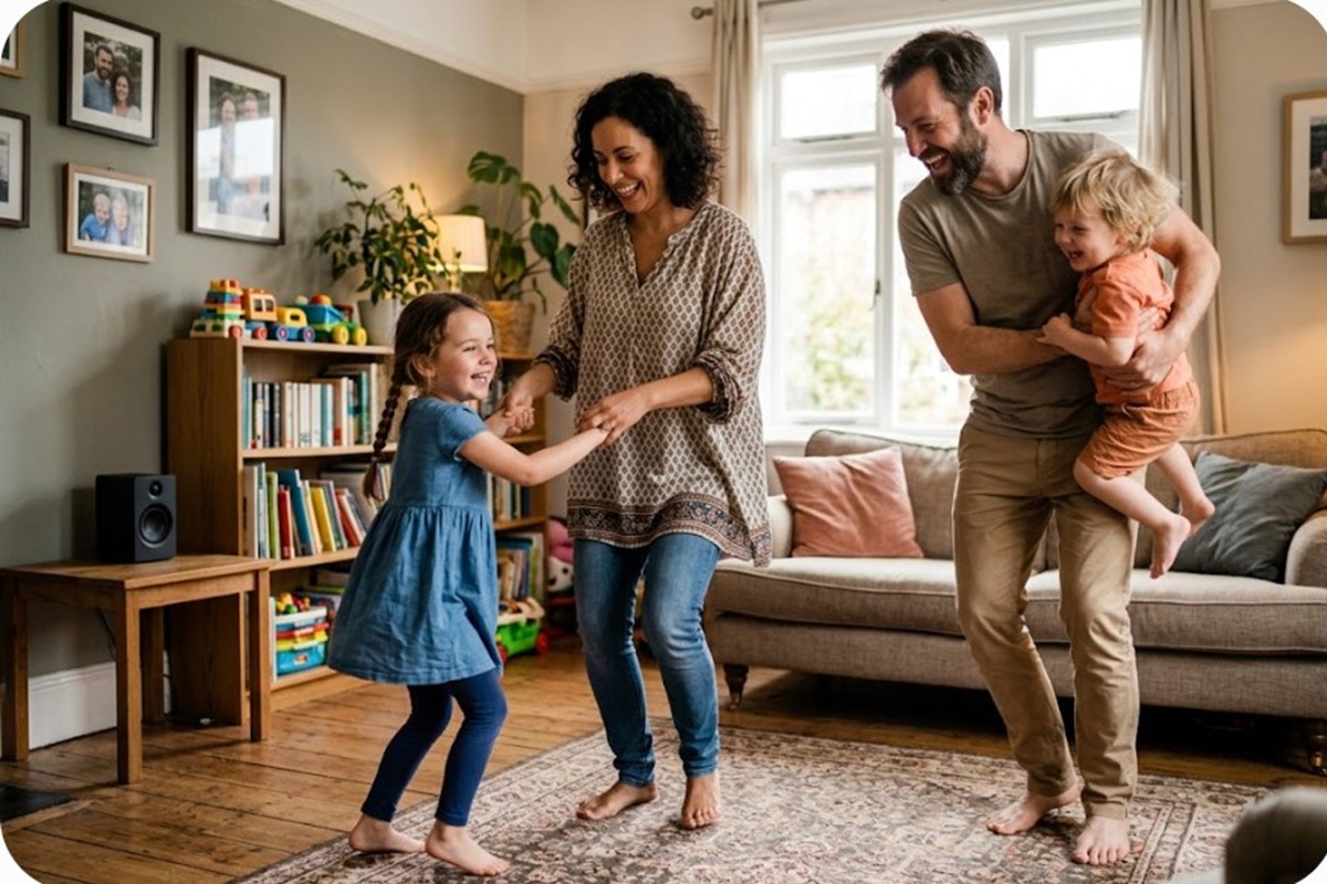 Une famille en train de danser